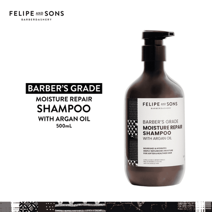 Felipe and Sons Barber’s Grade Moisture Repair Shampoo with Argan Oil 500mL