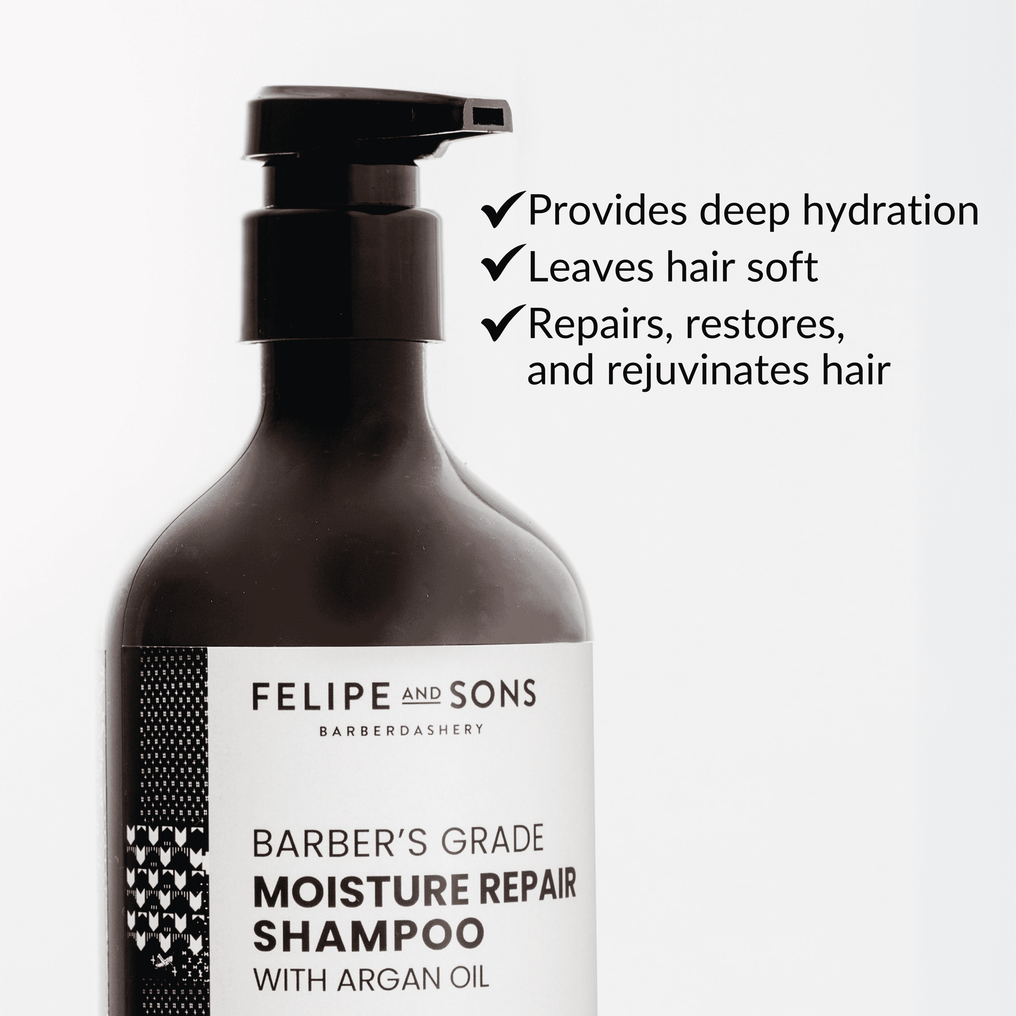 Felipe and Sons Barber’s Grade Moisture Repair Shampoo with Argan Oil 500mL