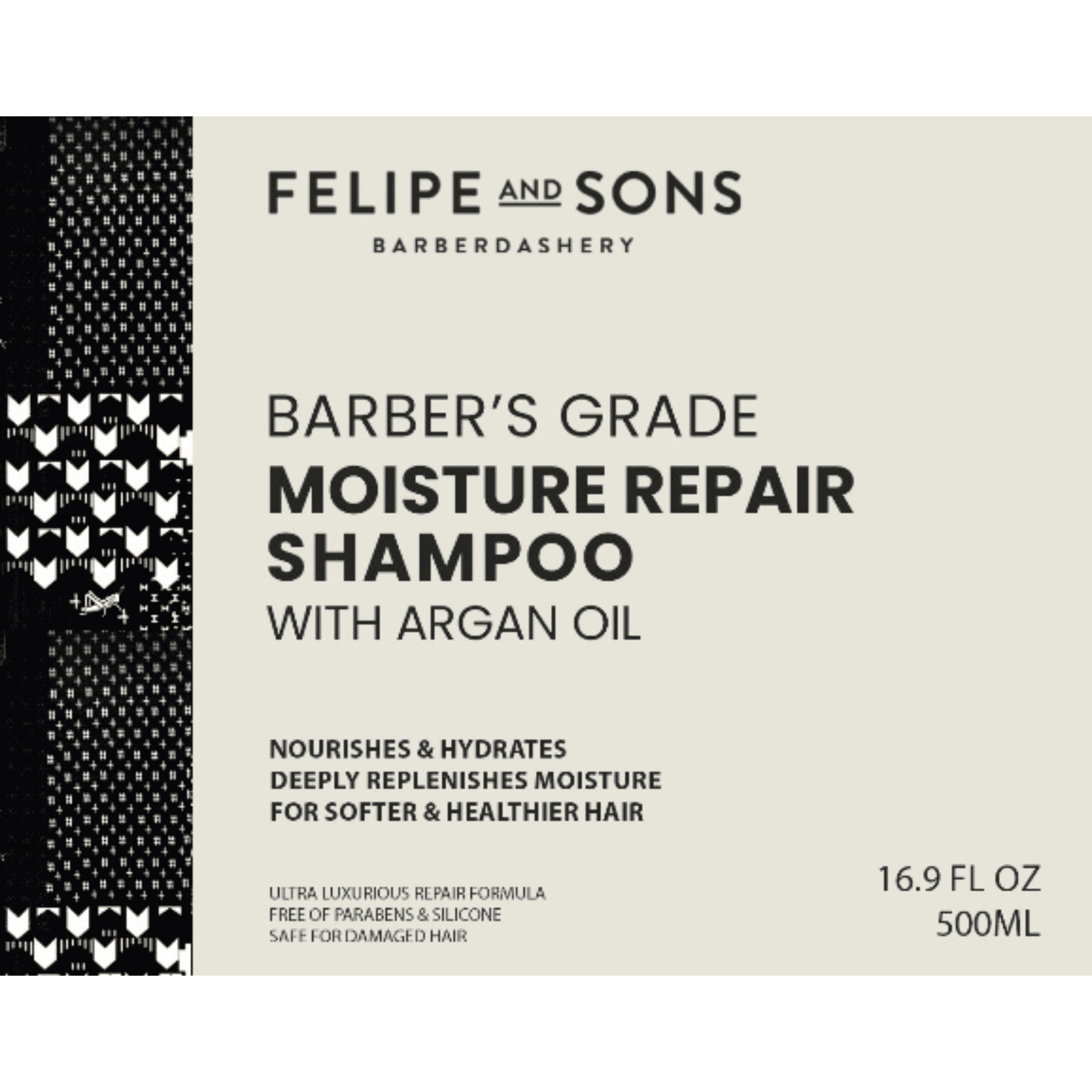 Felipe and Sons Barber’s Grade Moisture Repair Shampoo with Argan Oil 500mL