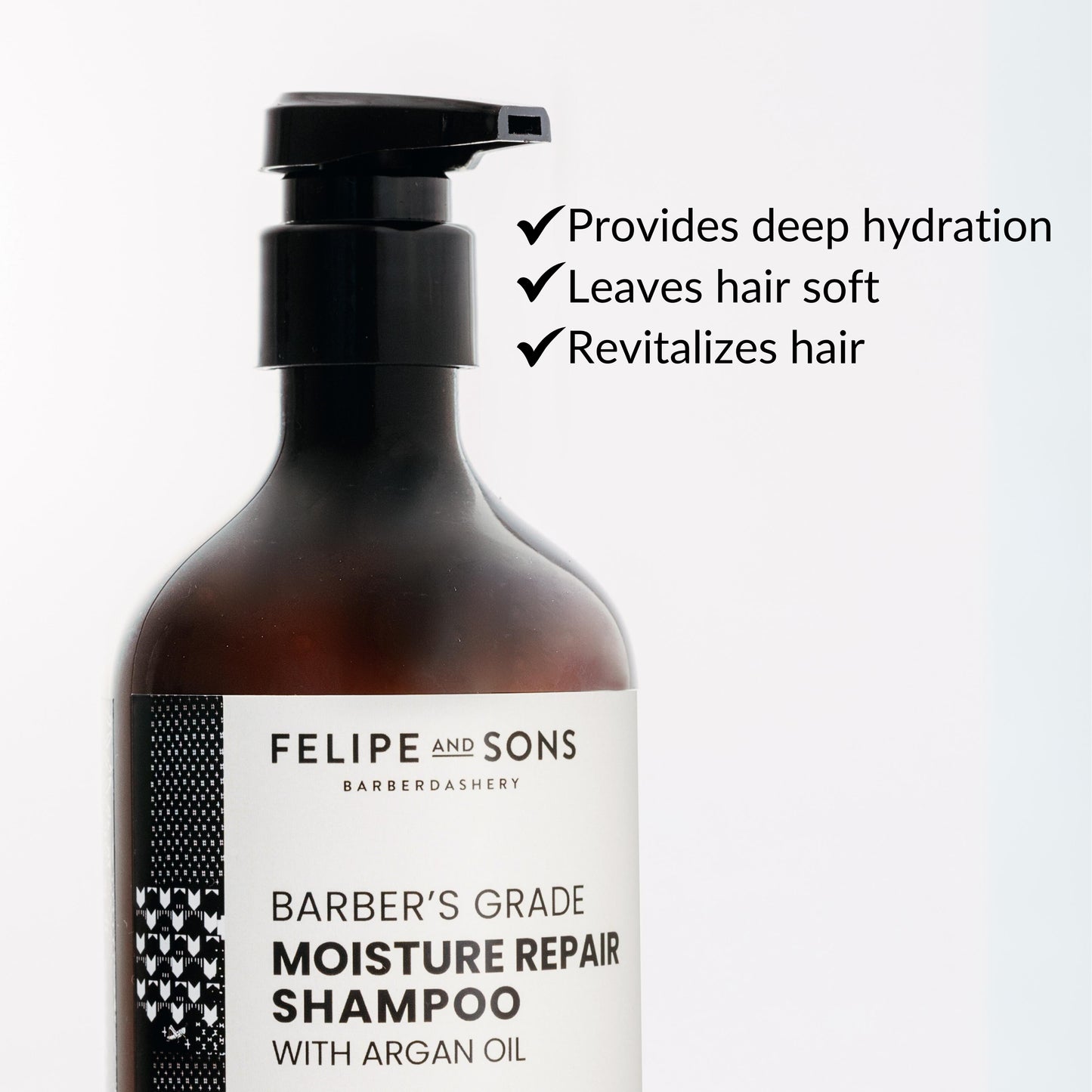 Felipe and Sons Barber’s Grade Moisture Repair Shampoo with Argan Oil 500mL