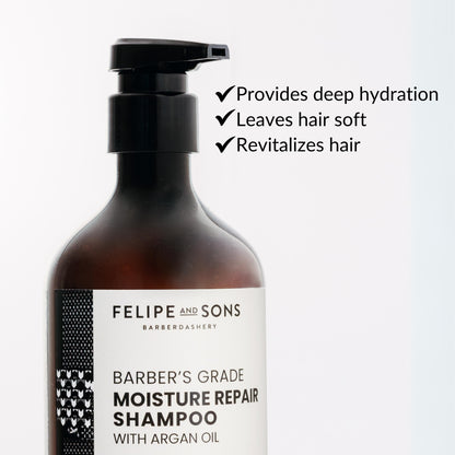 Felipe and Sons Barber’s Grade Moisture Repair Shampoo with Argan Oil 500mL
