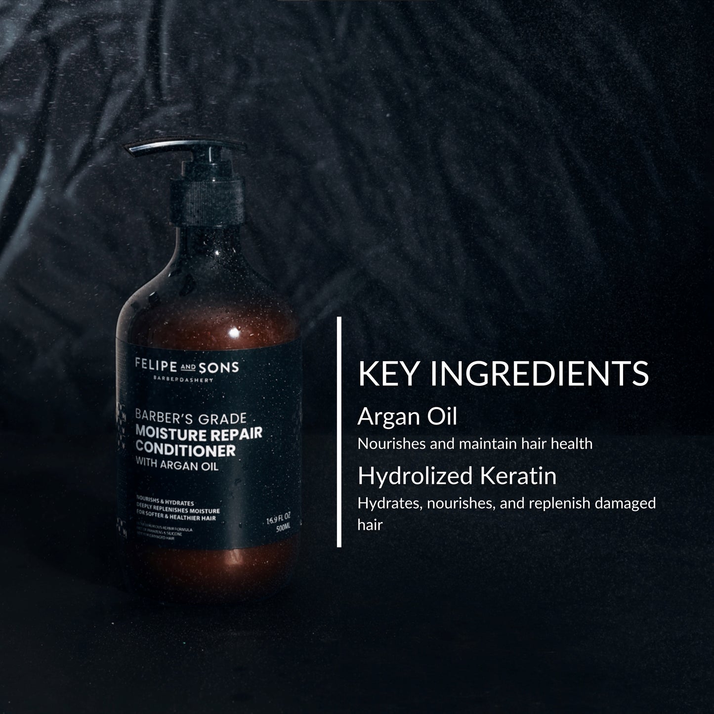 Felipe and Sons Barber’s Grade Moisture Repair Conditioner with Argan Oil 500mL